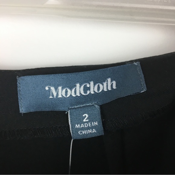 NWT Modcloth Black Pencil Mini Skirt White Piping Stripes Stretch 2 - Picture 4 of 12